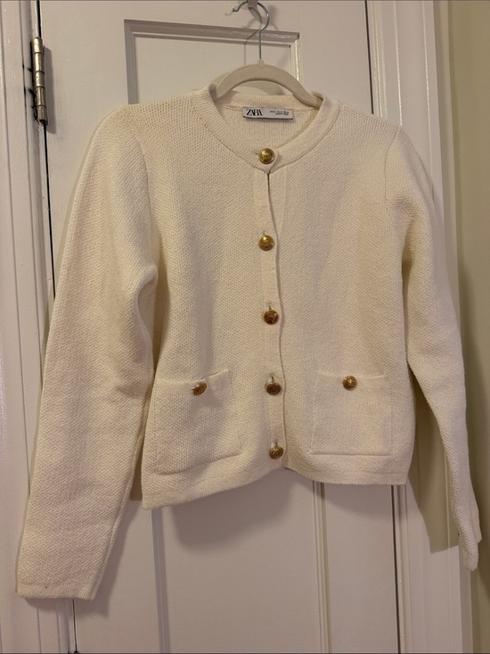 Zara Sweaters - Zara White Cardigan Size M